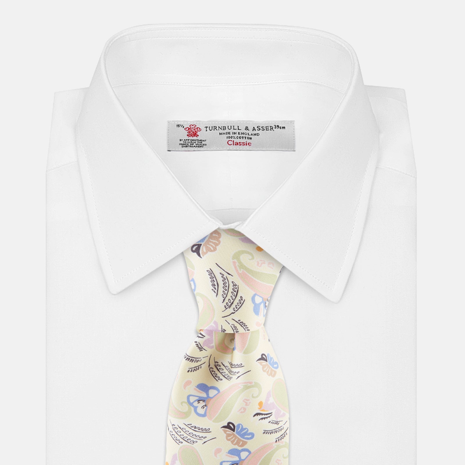 View 2 of product Cream Multi Bloomsbury-Inspired Pattern Silk Tie