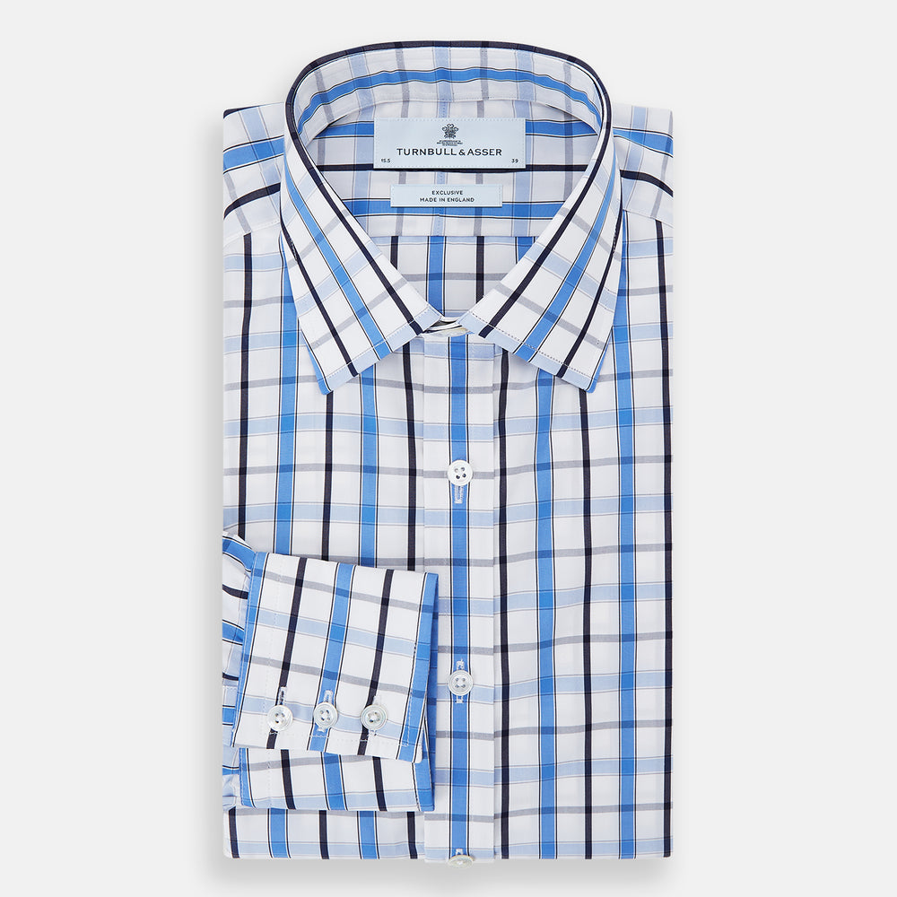 Blue and Navy Combination Check Mayfair Shirt