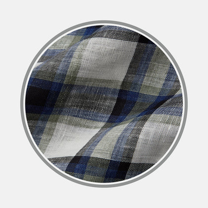 Green Multi Check Linen Fabric