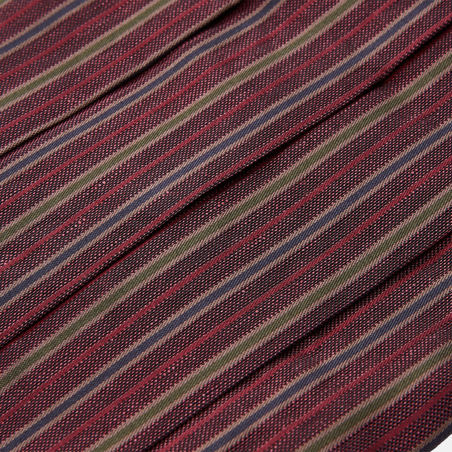 Claret and Green Multi Stripe Silk and Linen Cummerbund