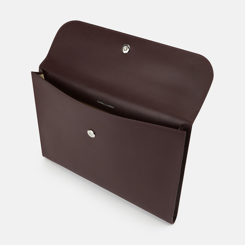 Burgundy Leather Snap-Fasten Pouch