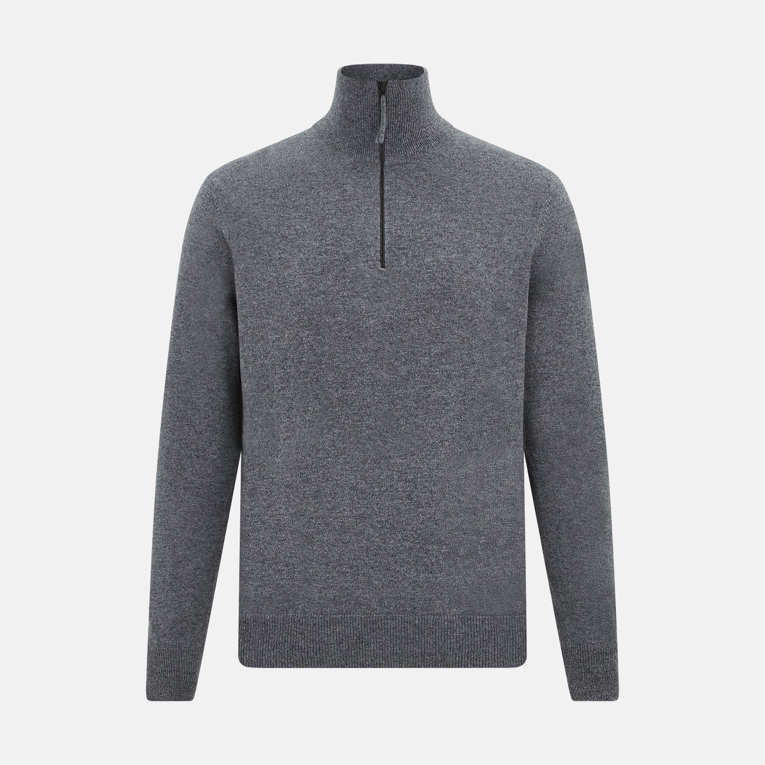 View 1 of product Slate Grey Melange Half-Zip Cashmere Jumper