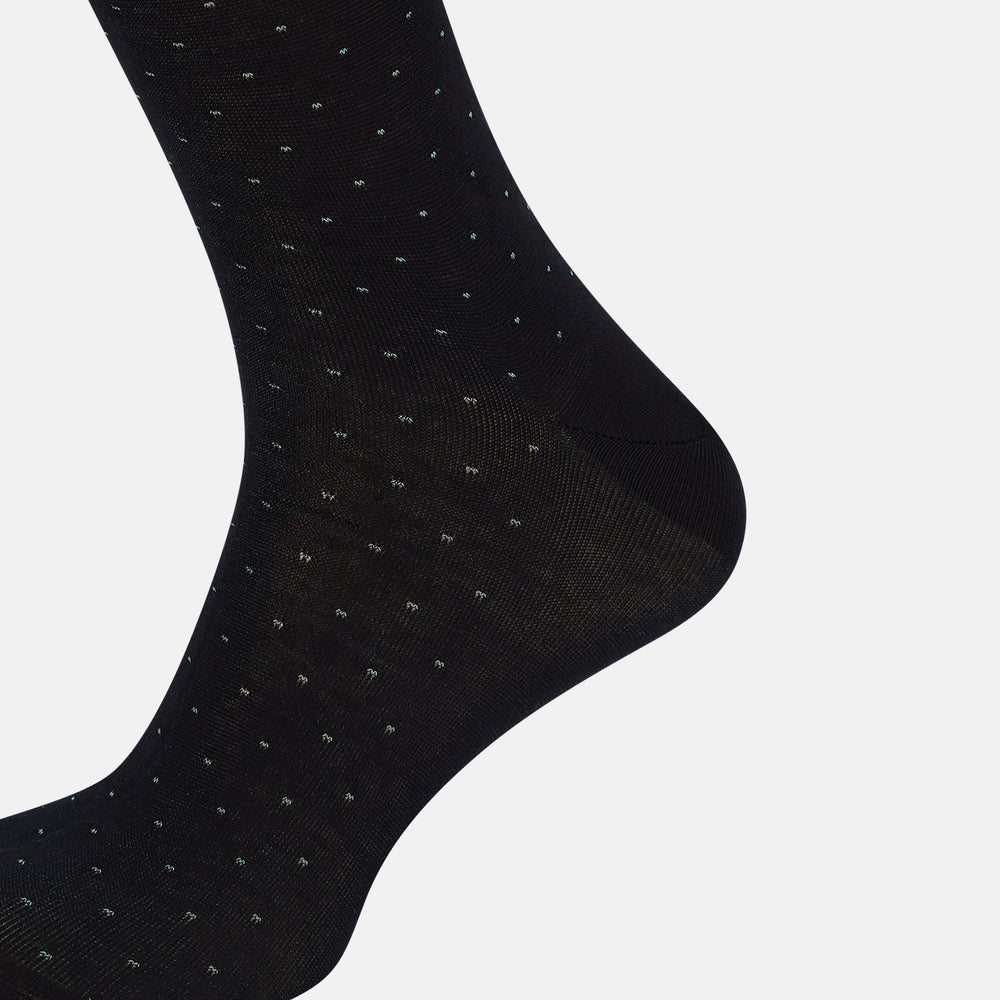 Navy/Pale Blue Polka Dot Long Socks