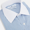 View 2 of product Sky Blue Micro Shadow Check Shirt with Contrast Collar and Double Cuffs