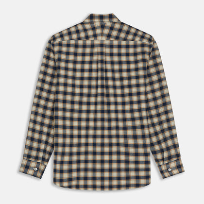 Blue Multi Check Weekend Fit Shirt with Derby Collar and 1-Button Cuffs Image 5