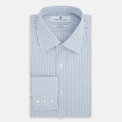 Navy and Blue Multi Check Mayfair Shirt Image 4