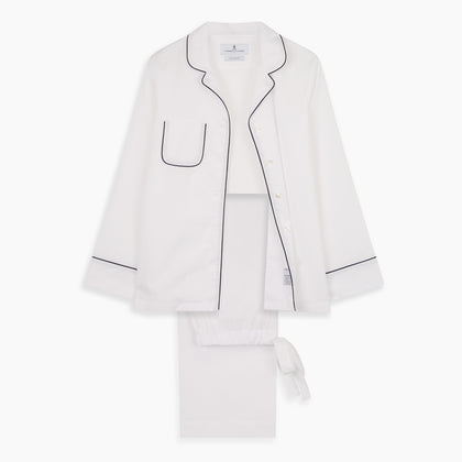Women's Harriet Plain White Cotton Pyjama Set Image 7