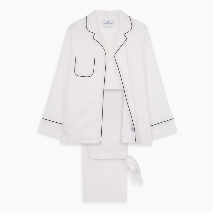 Women's Harriet Plain White Cotton Pyjama Set Image 7