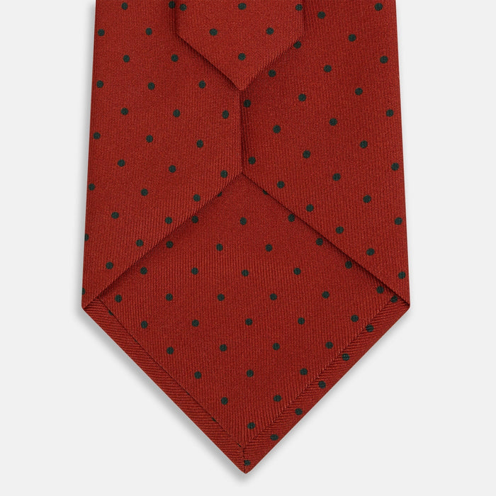 Red and Navy Polka Dot Silk Tie Image 2