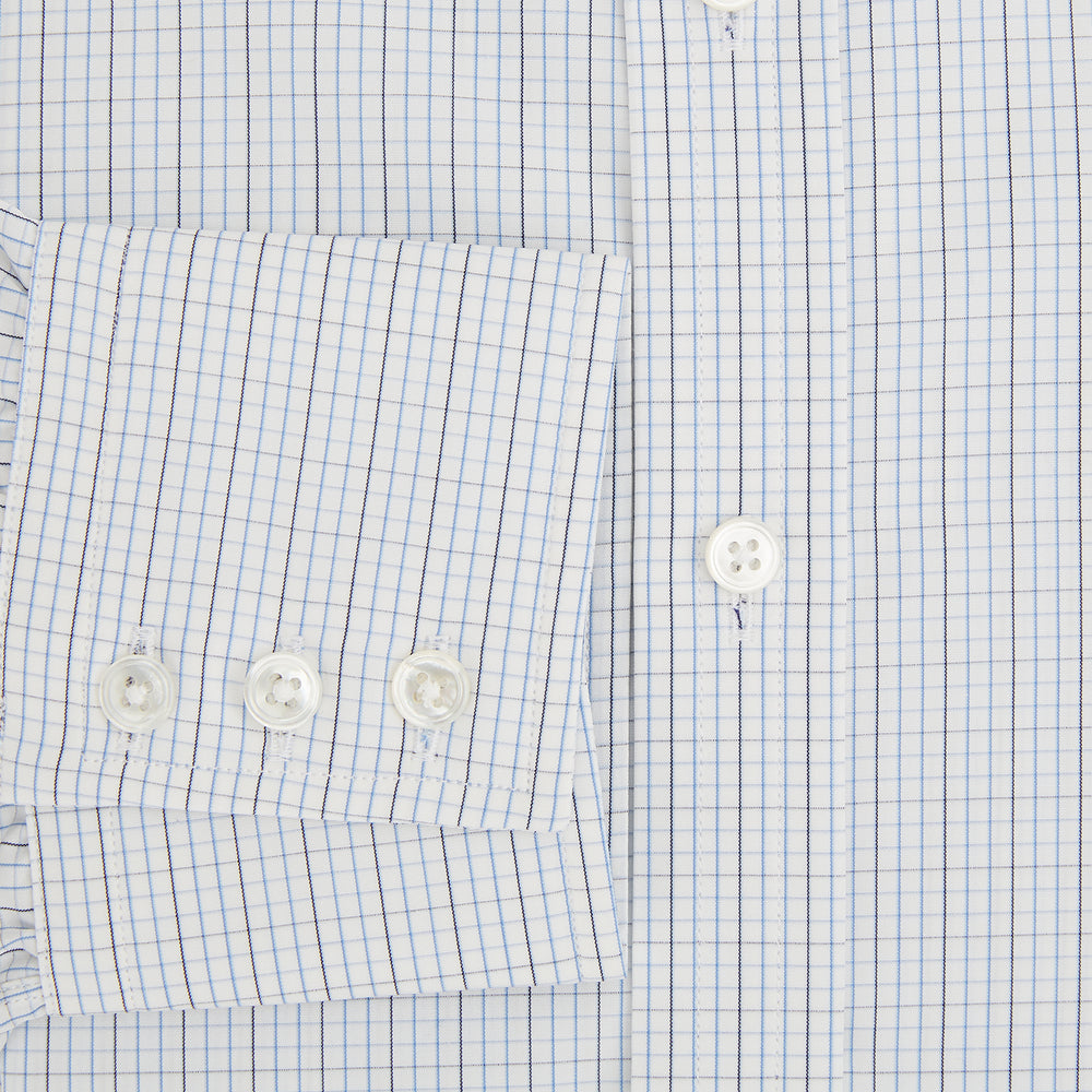 Pale Blue and Navy Grid Check Mayfair Shirt
