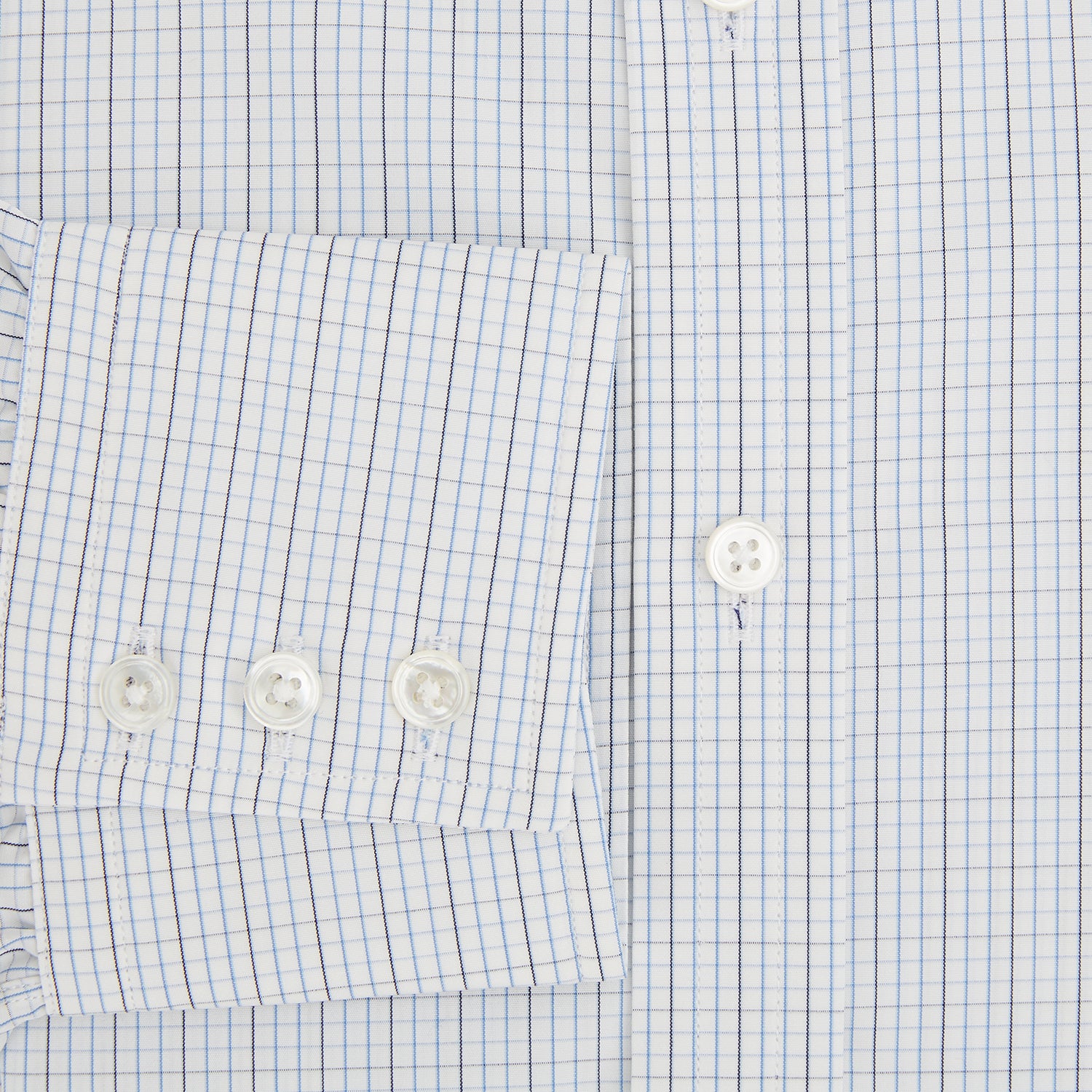View 4 of product Pale Blue and Navy Grid Check Mayfair Shirt