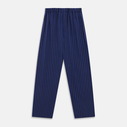 Blue and Navy Candy Stripe Silk Hyde Pyjamas Set Image 5