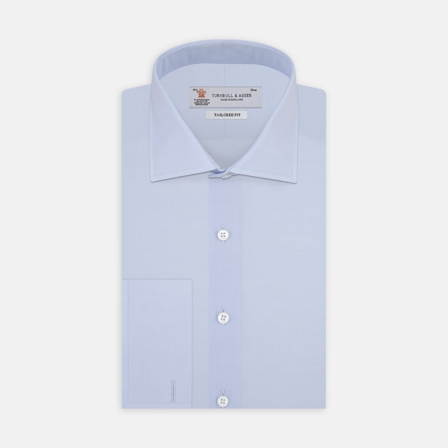 View 1 of product Tailored Fit Two-Fold 120 Light Blue Cotton Shirt with Kent Collar and Double Cuffs