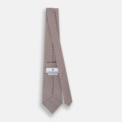 Navy and Lilac Micro Dot Silk Tie Image 3