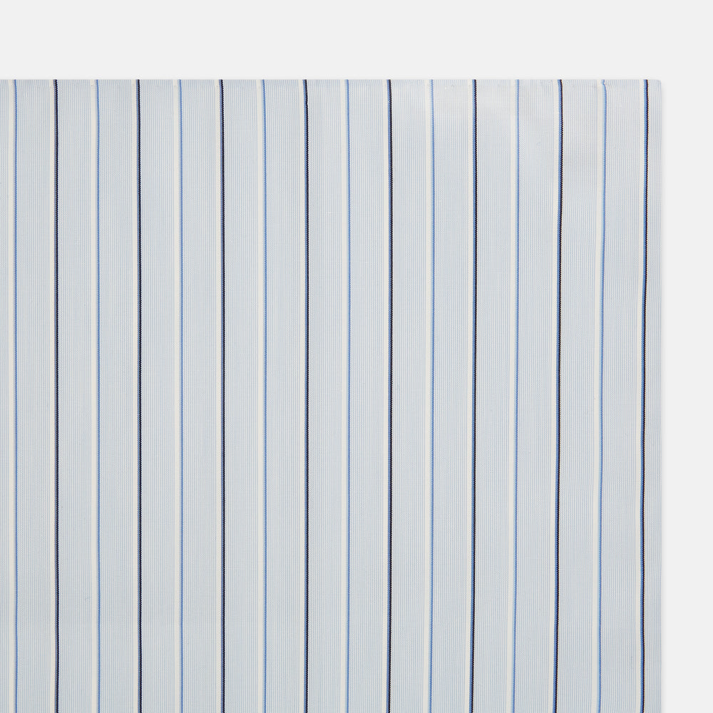 Navy and Blue Combination Stripe Hand-Rolled Handkerchief