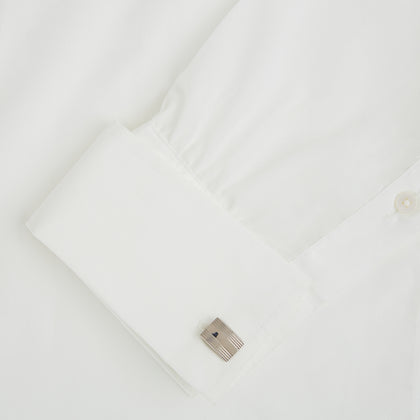 Silver Striped Rectangular Cufflinks Image 2
