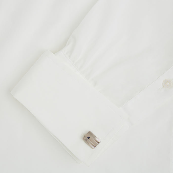 Silver Striped Rectangular Cufflinks Image 2