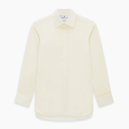 Cream Cotton Shirt with T&A Collar and Double Cuffs Image 6