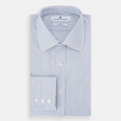 Blue Ticking Pinstripe Mayfair Shirt Image 4