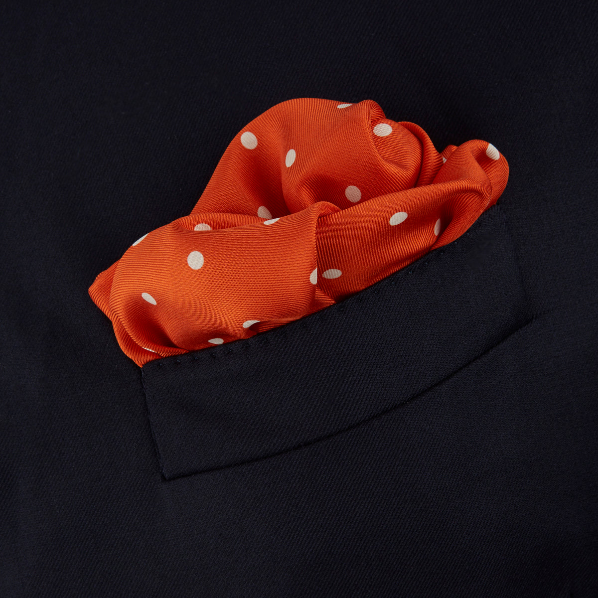 View 4 of product Orange Spot Silk Pocket Square