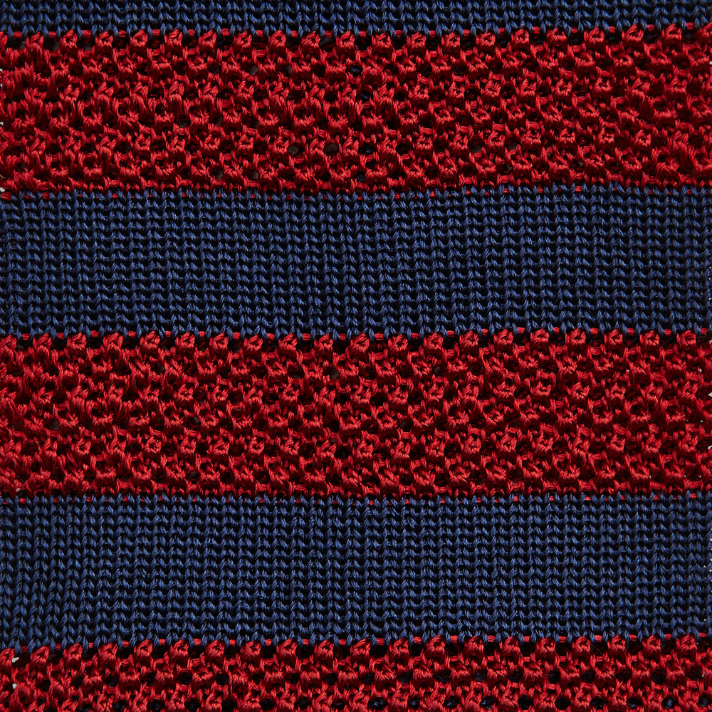 KNITTED STRIPE RED TIE