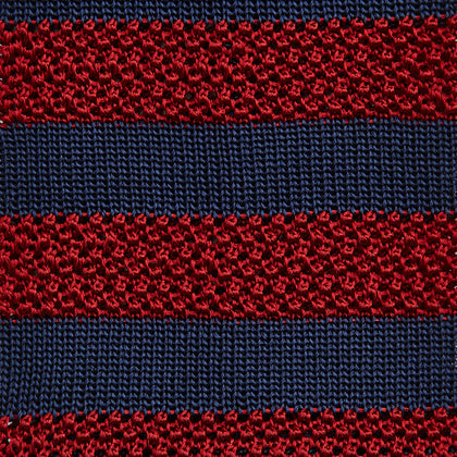 KNITTED STRIPE RED TIE Image 2