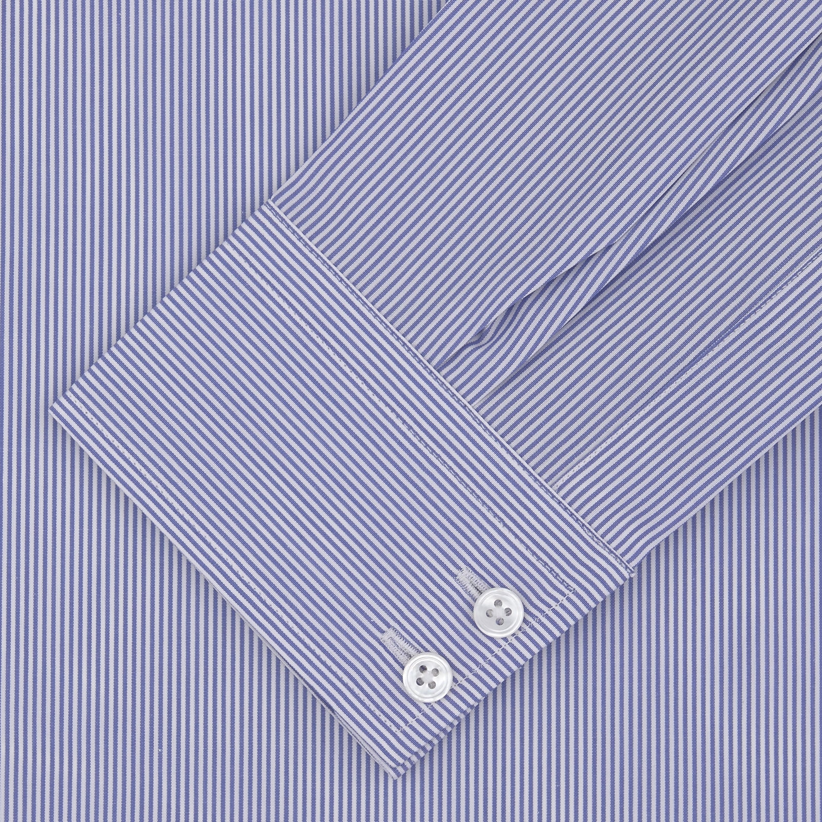 View 2 of product Tailored Fit Blue Fine Bengal Stripe Shirt with Kent Collar and 2-Button Cuffs