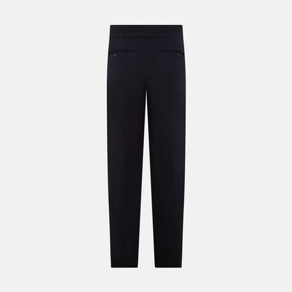Navy Linen Blend Henry Trousers Image 2