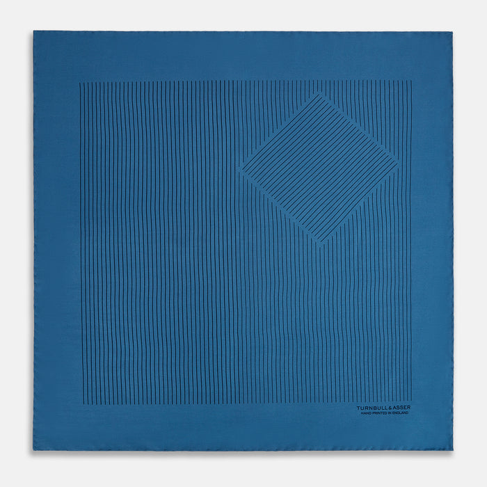 Blue Stripe Silk Pocket Square Image 2