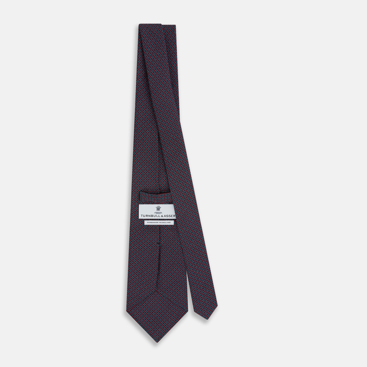 View 4 of product Magenta and Navy Square-Patterned Silk Tie