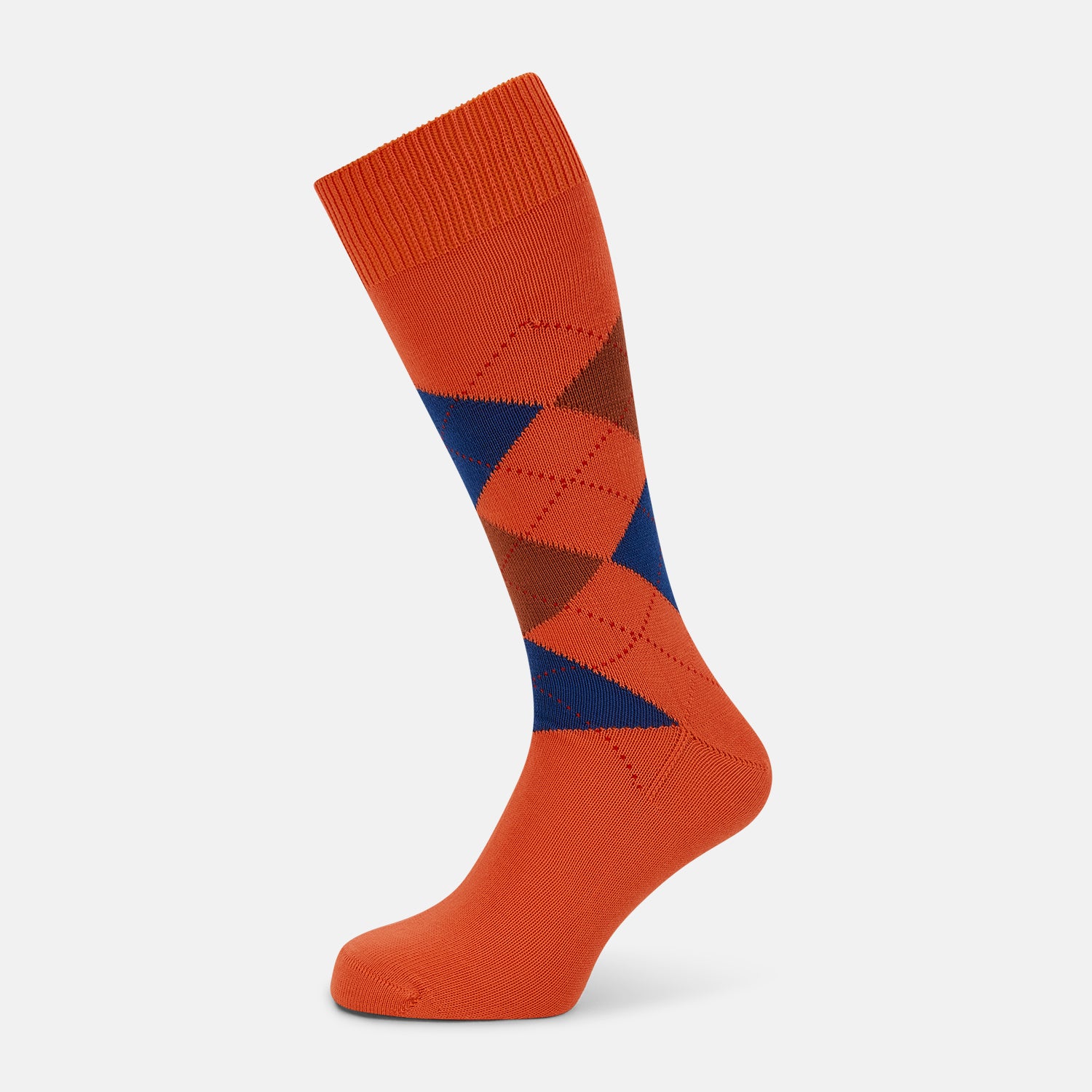 View 1 of product Royal Blue and Orange Patterned Mid-Length Socks