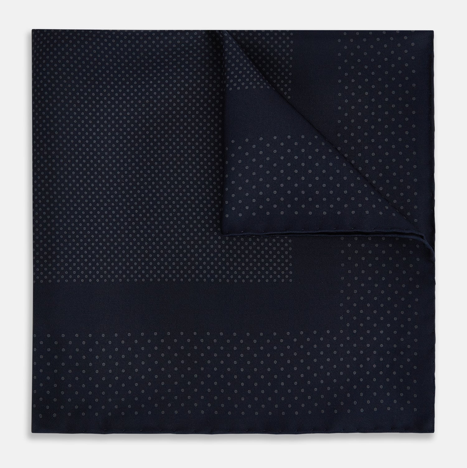 View 1 of product Navy and Charcoal Dot Silk Pocket Square