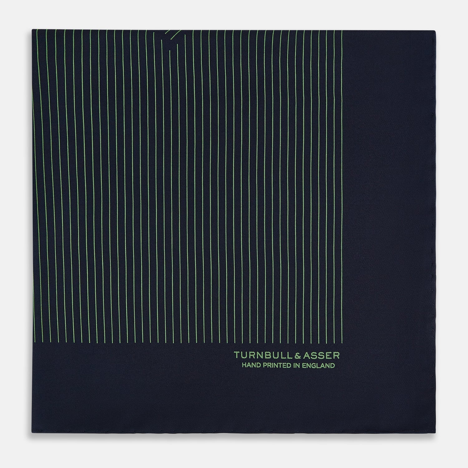 View 4 of product Navy and Fern Green Stripe Silk Pocket Square