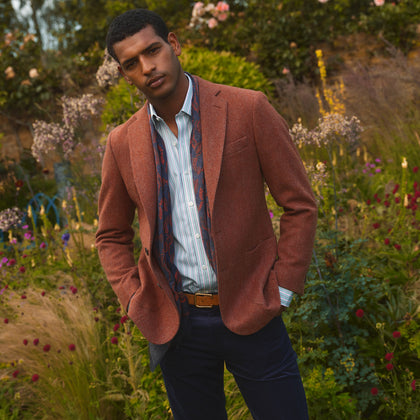 Red Lambswool Herringbone Bern Blazer Image 5