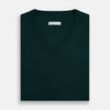 View 4 of product Petrol Green Merino V-Neck Jumper