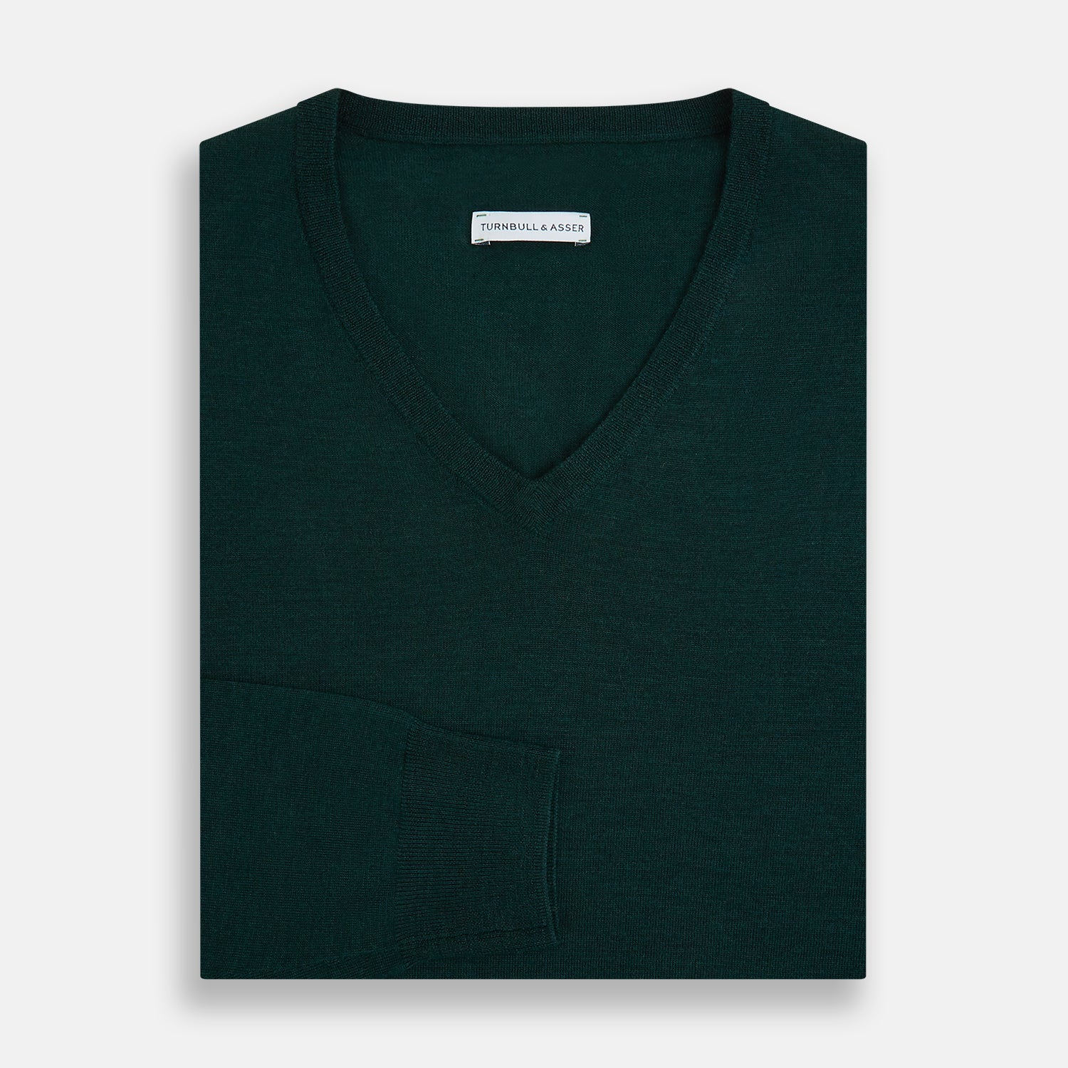 View 4 of product Petrol Green Merino V-Neck Jumper
