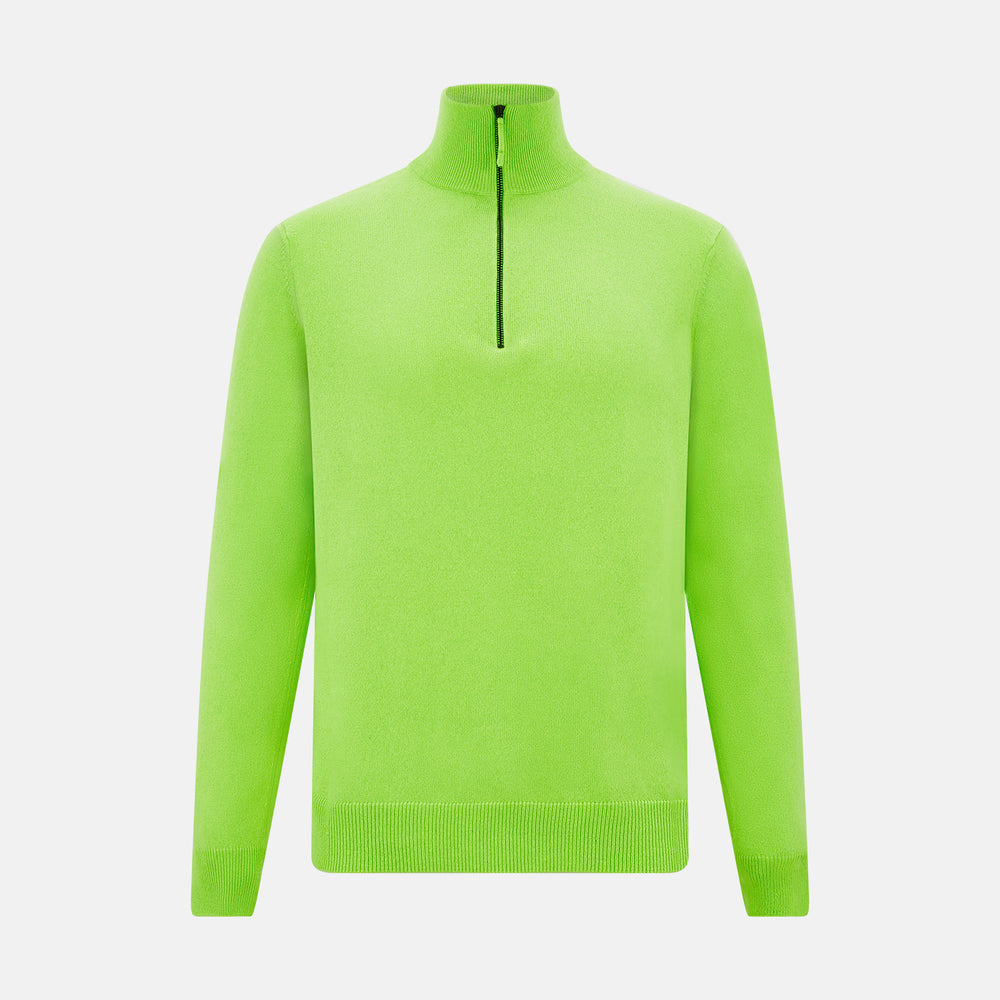 Neon Green Half Zip Cashmere Jumper