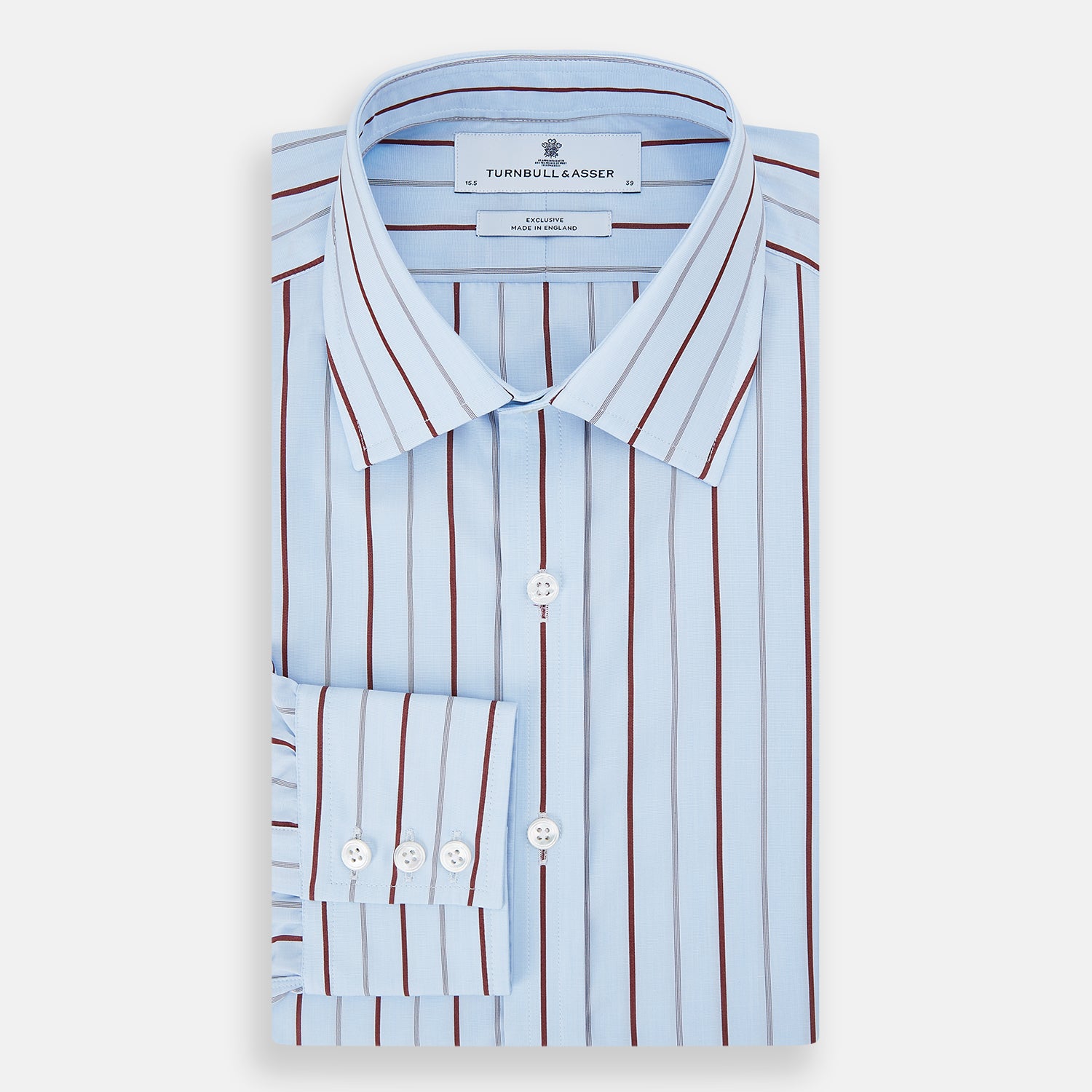 View 5 of product Burgundy Wide Pinstripe Mayfair Shirt
