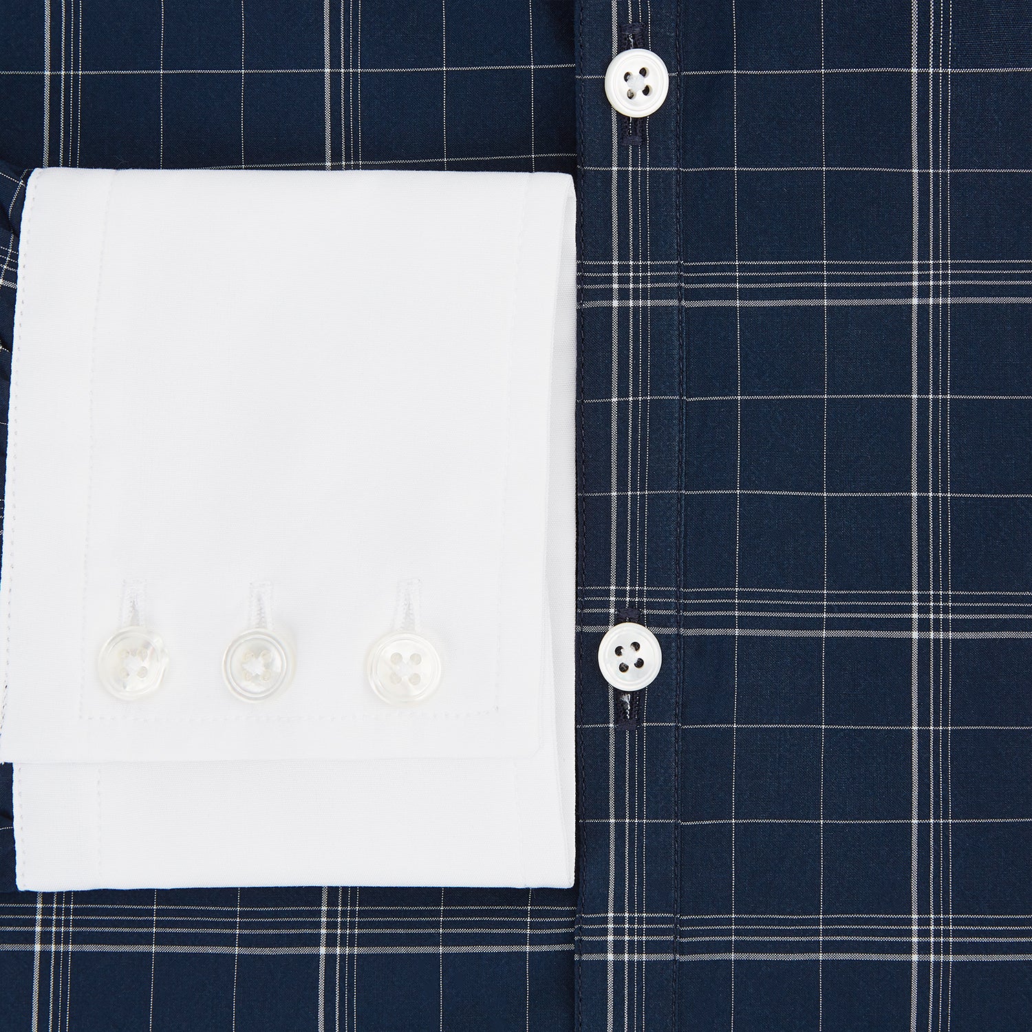 Image 4 of product Indigo Windowpane Check Windsor Shirt with Constrast T&A Collar and Cuffs