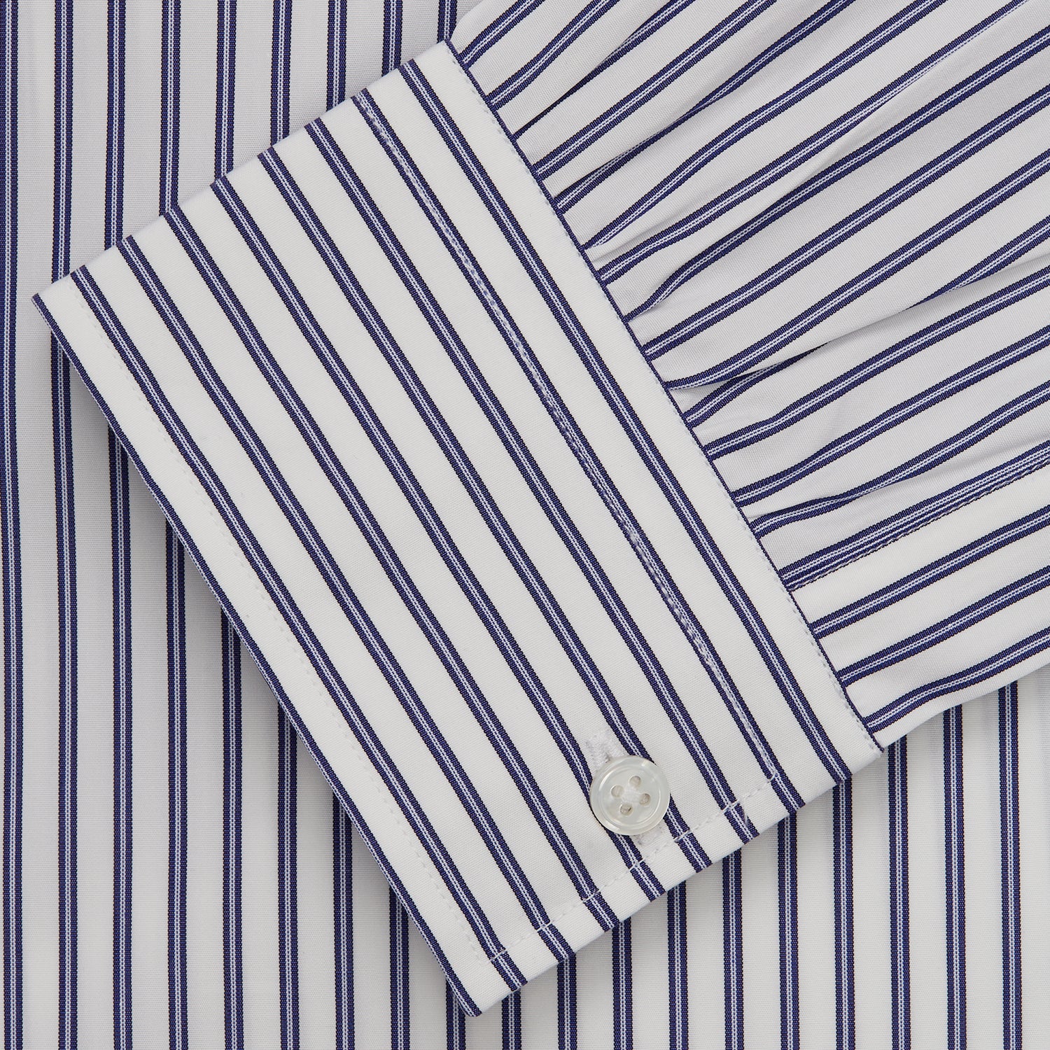 View 3 of product Navy Stripe Weekend Fit Shirt with Derby Collar and 1-Button Cuffs