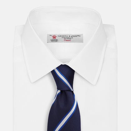 White and Navy  Blazer Silk Tie Image 1