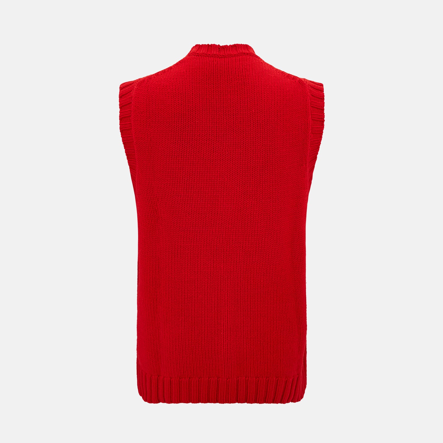 View 3 of product Red Merino V-Neck Sleeveless Cardigan