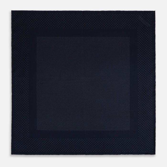 Navy and Charcoal Dot Silk Pocket Square Image 2