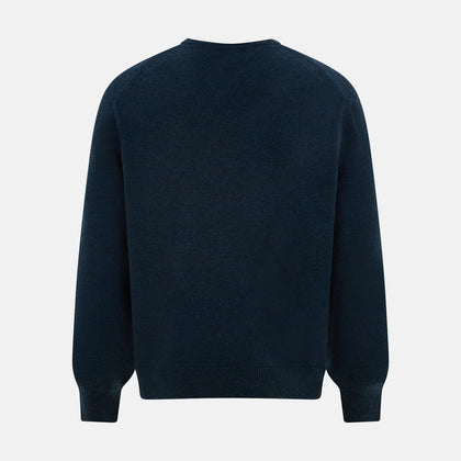 Dark Green Melange Cashmere V-neck Jumper Image 2