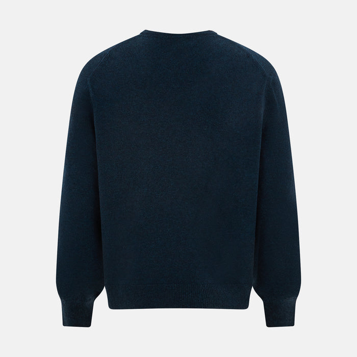 Dark Green Melange Cashmere V-neck Jumper Image 2