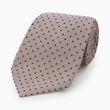 Navy and Lilac Micro Dot Silk Tie Image 4
