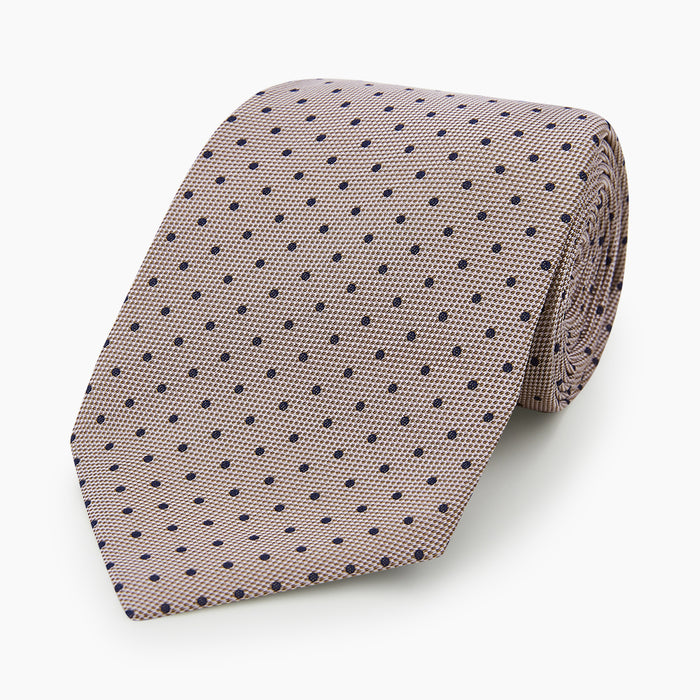 Navy and Lilac Micro Dot Silk Tie Image 4