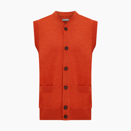 Red Orange Cashmere Sleeveless Cardigan Image 3