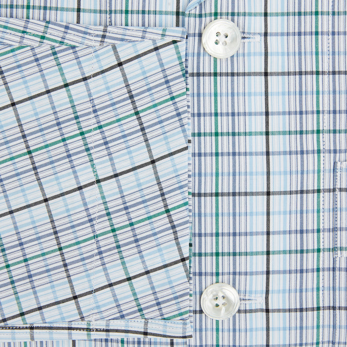 Blue and Green Multi Check Pyjama Shirt Image 3