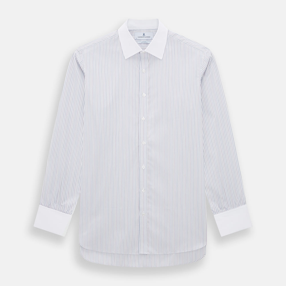 Multicoloured Music Stripe Shirt with Contrast Collar and Double Cuffs